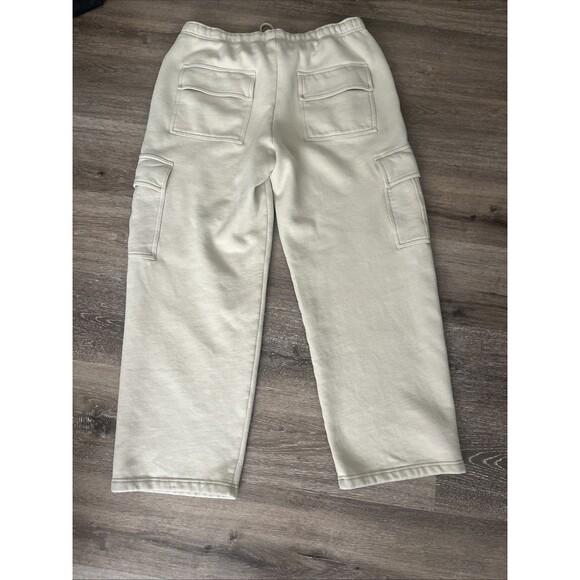 Aritzia TNA Cozy Sweatfleece Mega Cargo Sweatpants Women's Straight Leg Beige XL - Picture 10 of 10